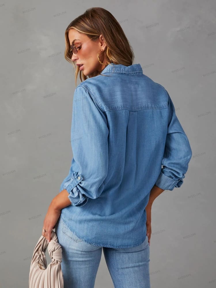 Denim Roll-Sleeve Shirt