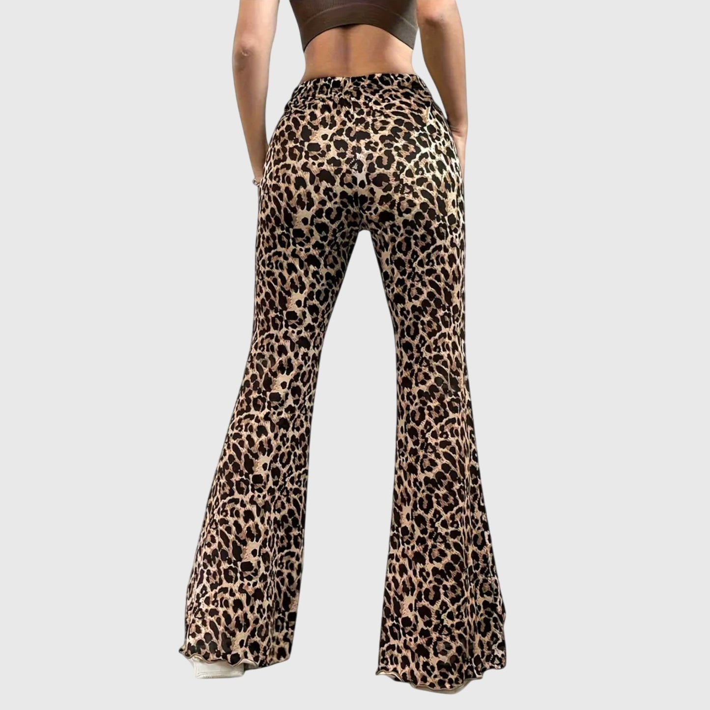 Leopard Print Bootcut Trousers