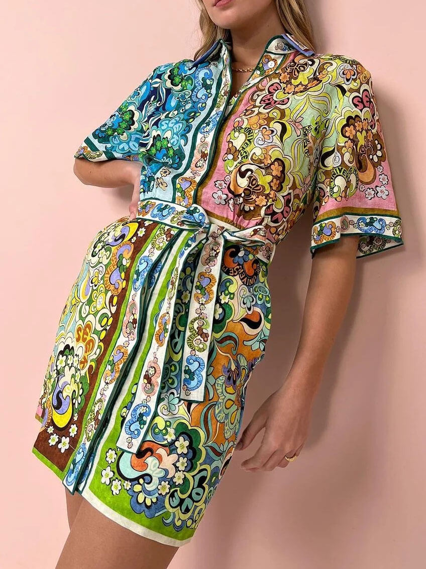 Seraphina Satin-Print Mini Dress