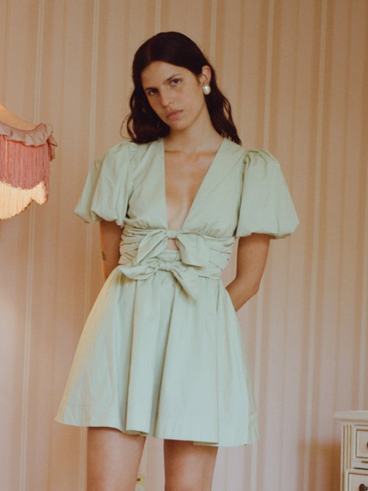 Noémie Lace-Up Bow Mini Dress