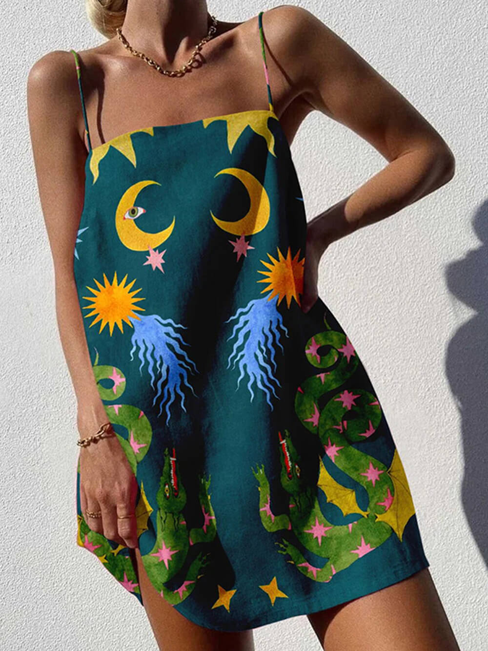 Sienna Chain-Detail Abstract Mini Dress