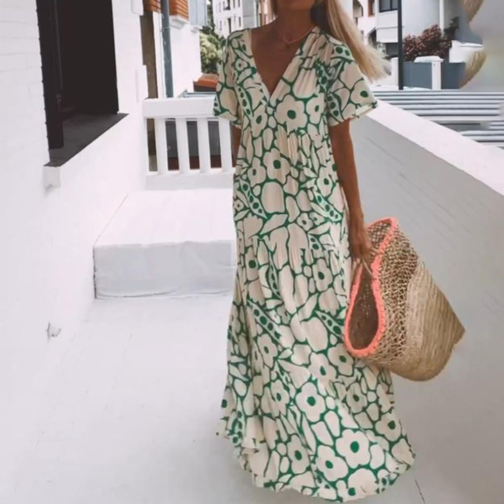 June Ibiza-Inspired Dress with Boho Floral Print