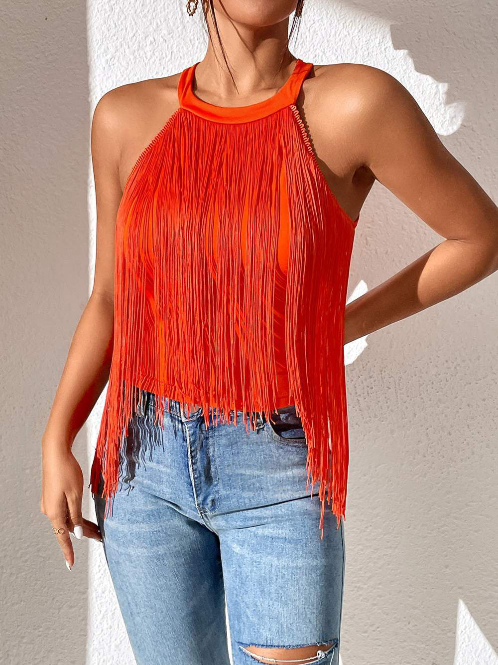 Siena Halter Tassel Detail Top