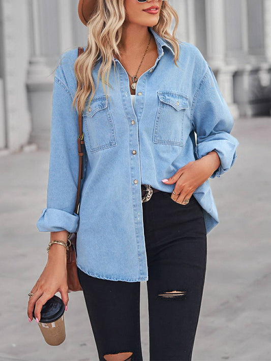 Dropped Shoulder Denim Blouse