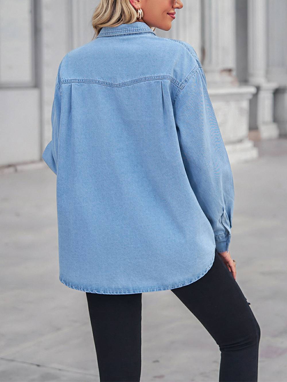Dropped Shoulder Denim Blouse