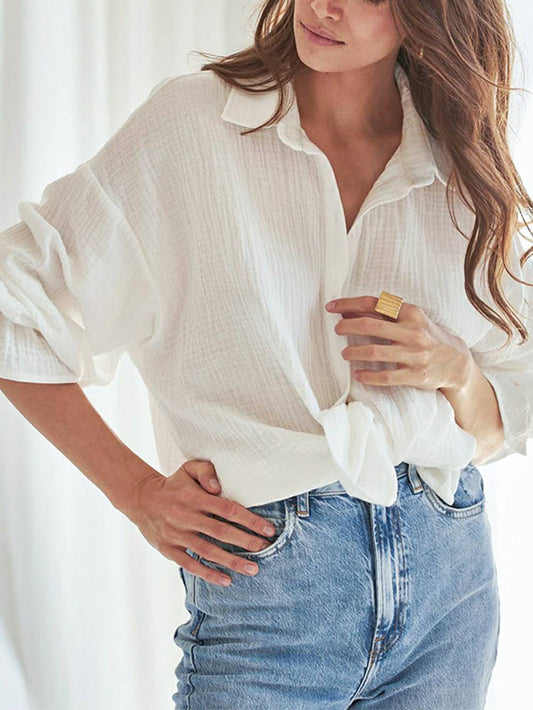 Flared Cotton Tie-Front Shirt