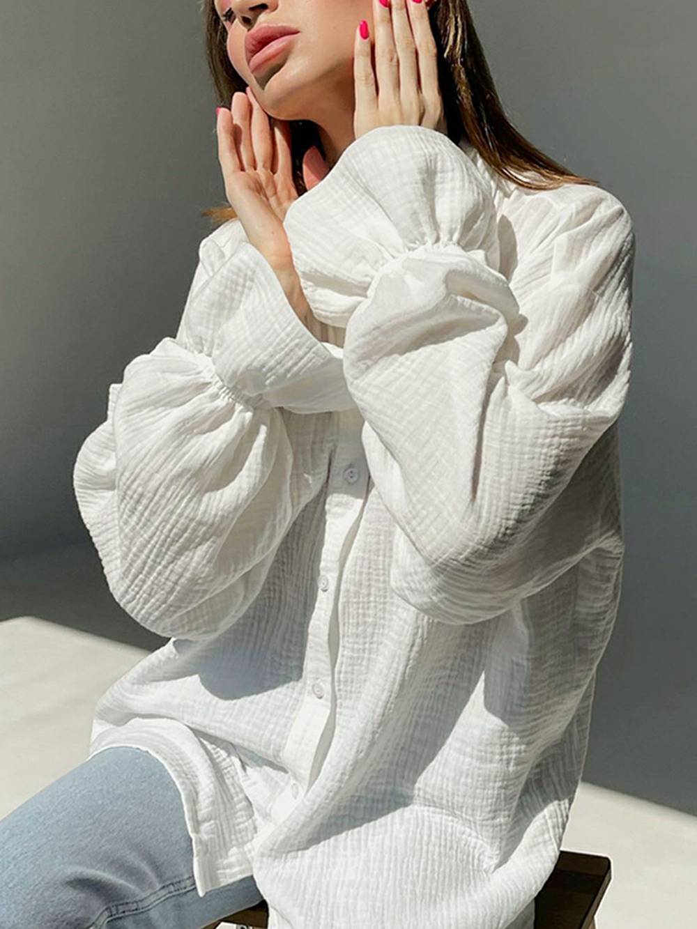 Flared Cotton Tie-Front Shirt