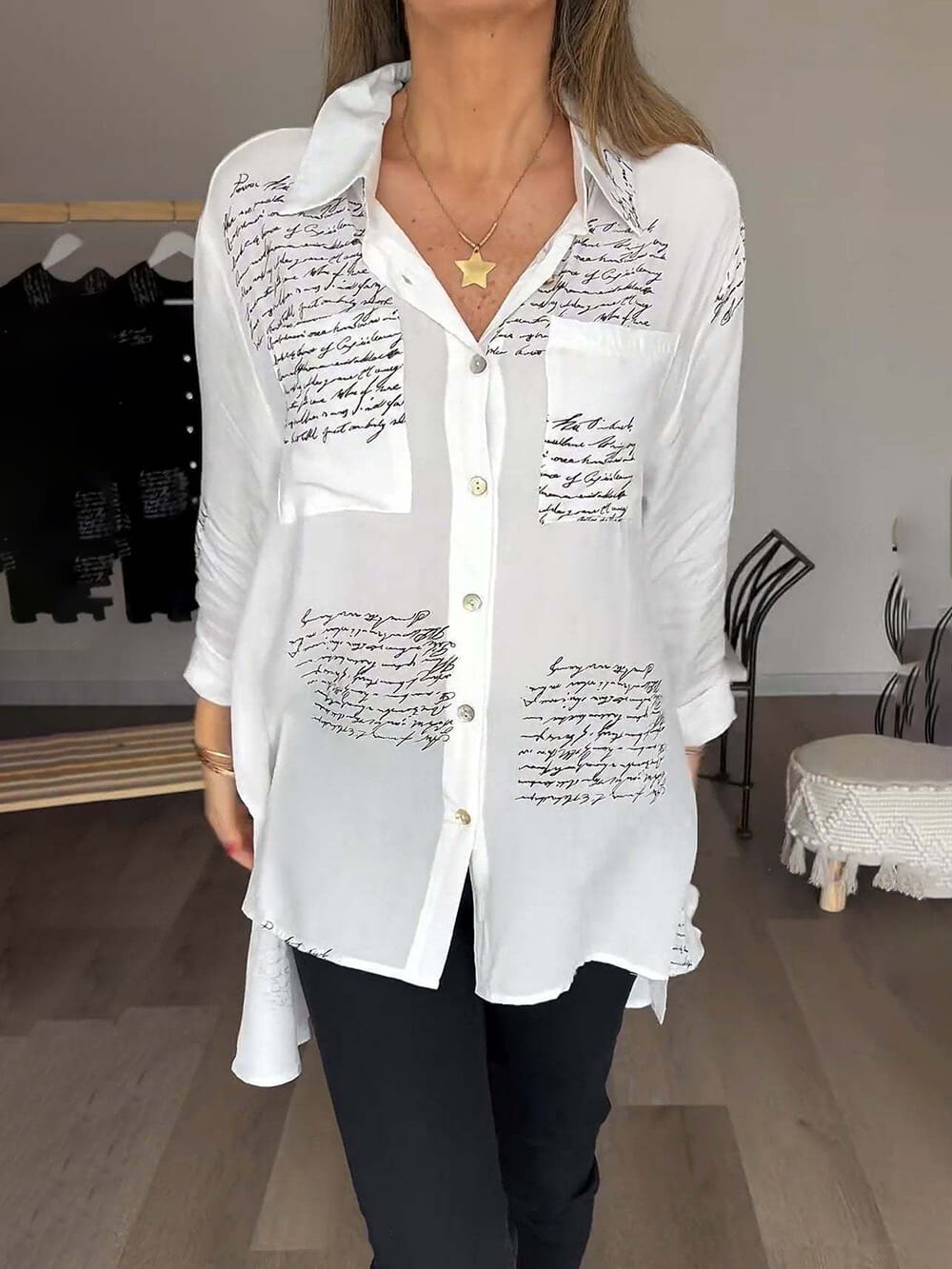 Poise Script High-Low Shirt