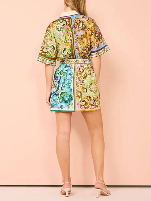 Seraphina Satin-Print Mini Dress