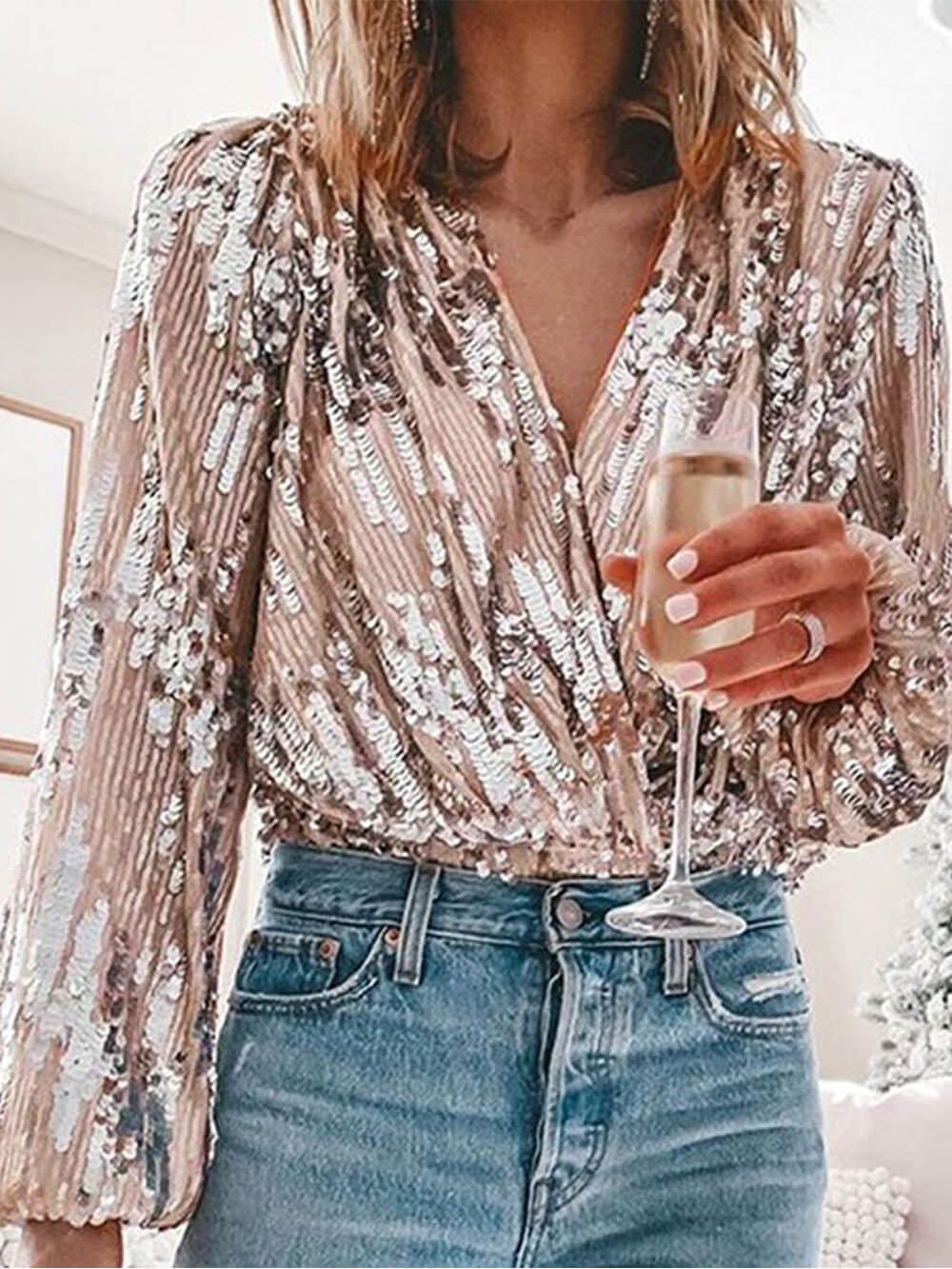 Vivienne Patchwork Sequin Blouse