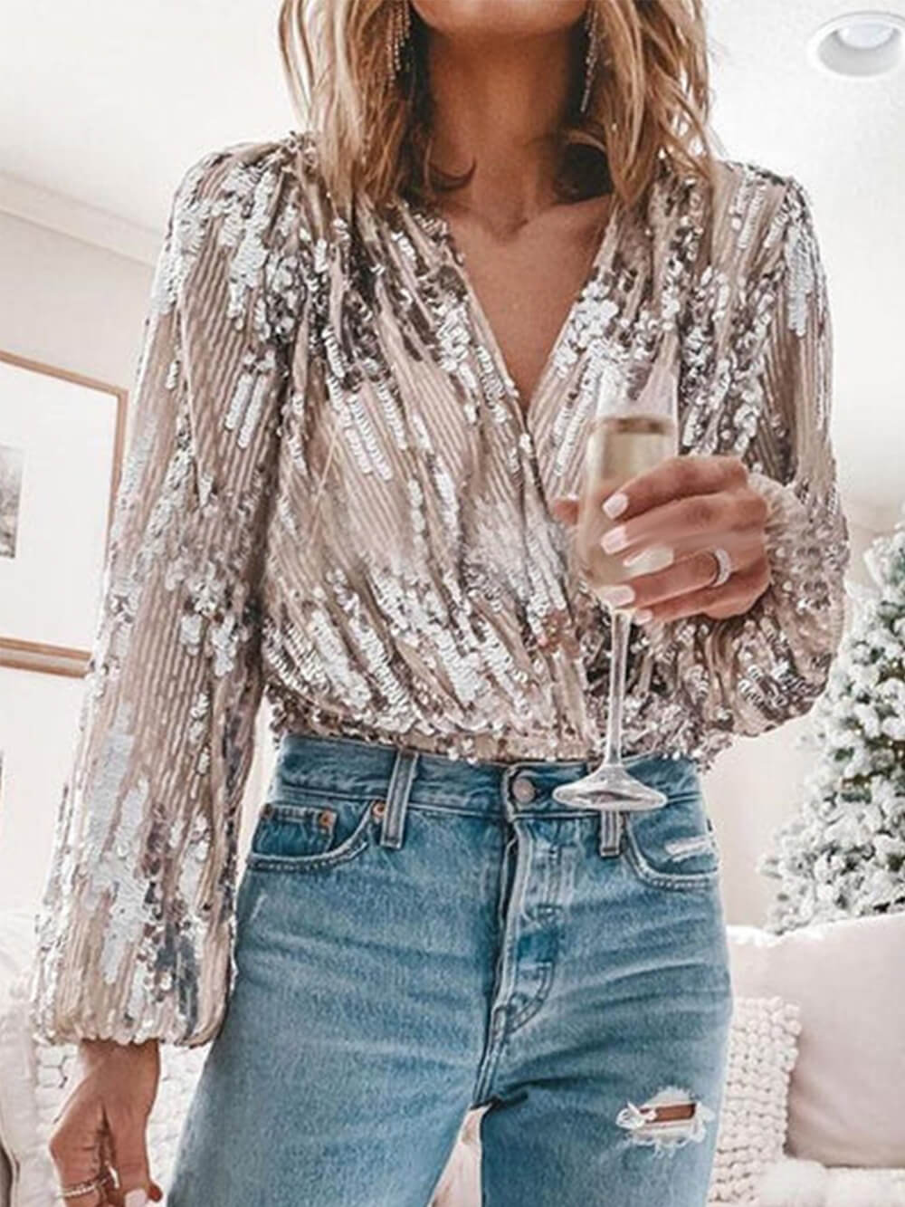 Vivienne Patchwork Sequin Blouse