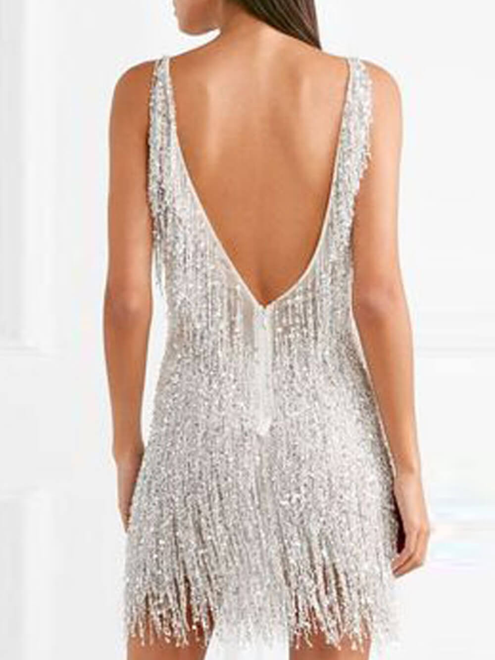 Noa Fringe V-Neck Mini Dress