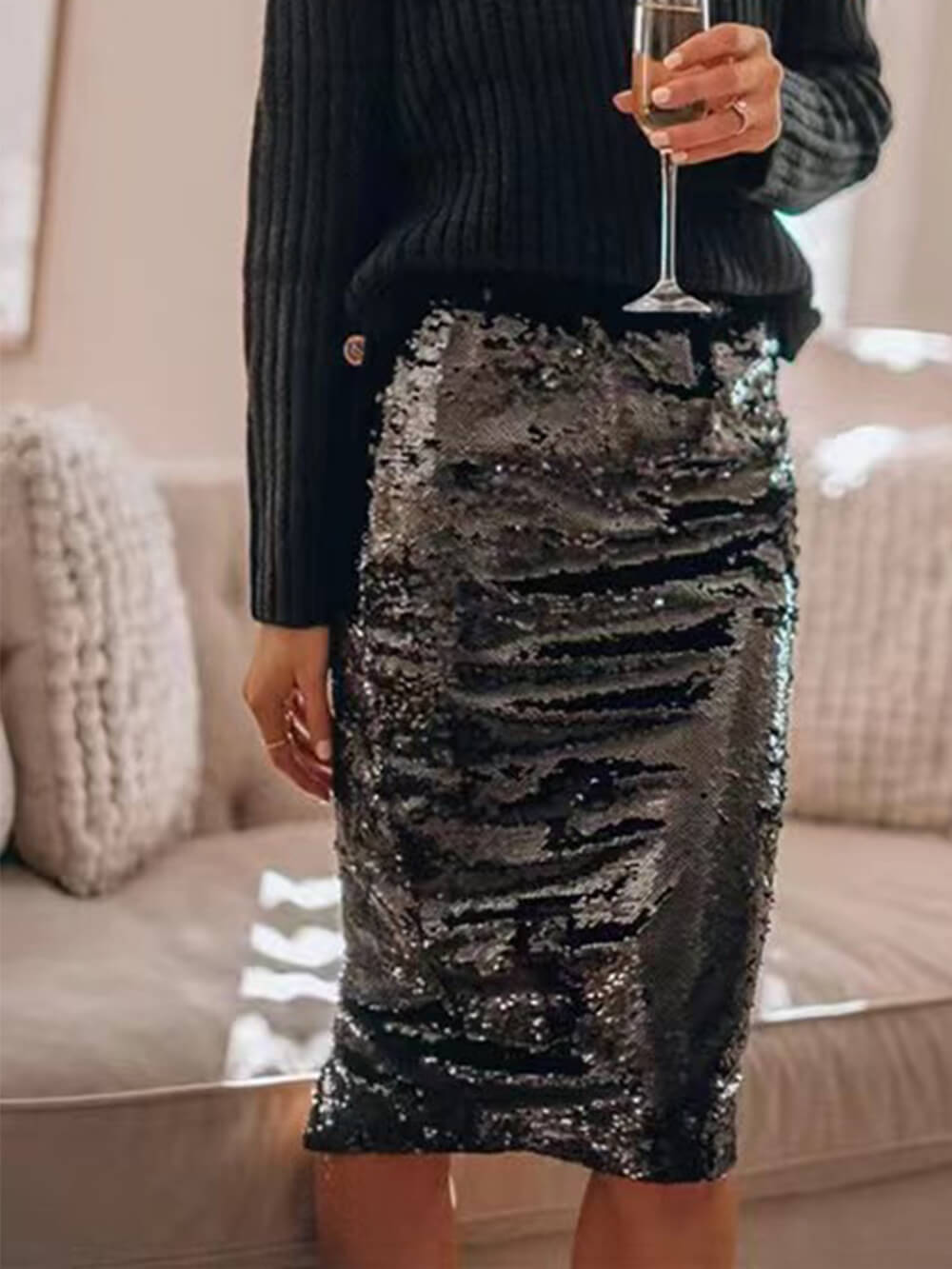 Mid-Waist Sparkling Skirt