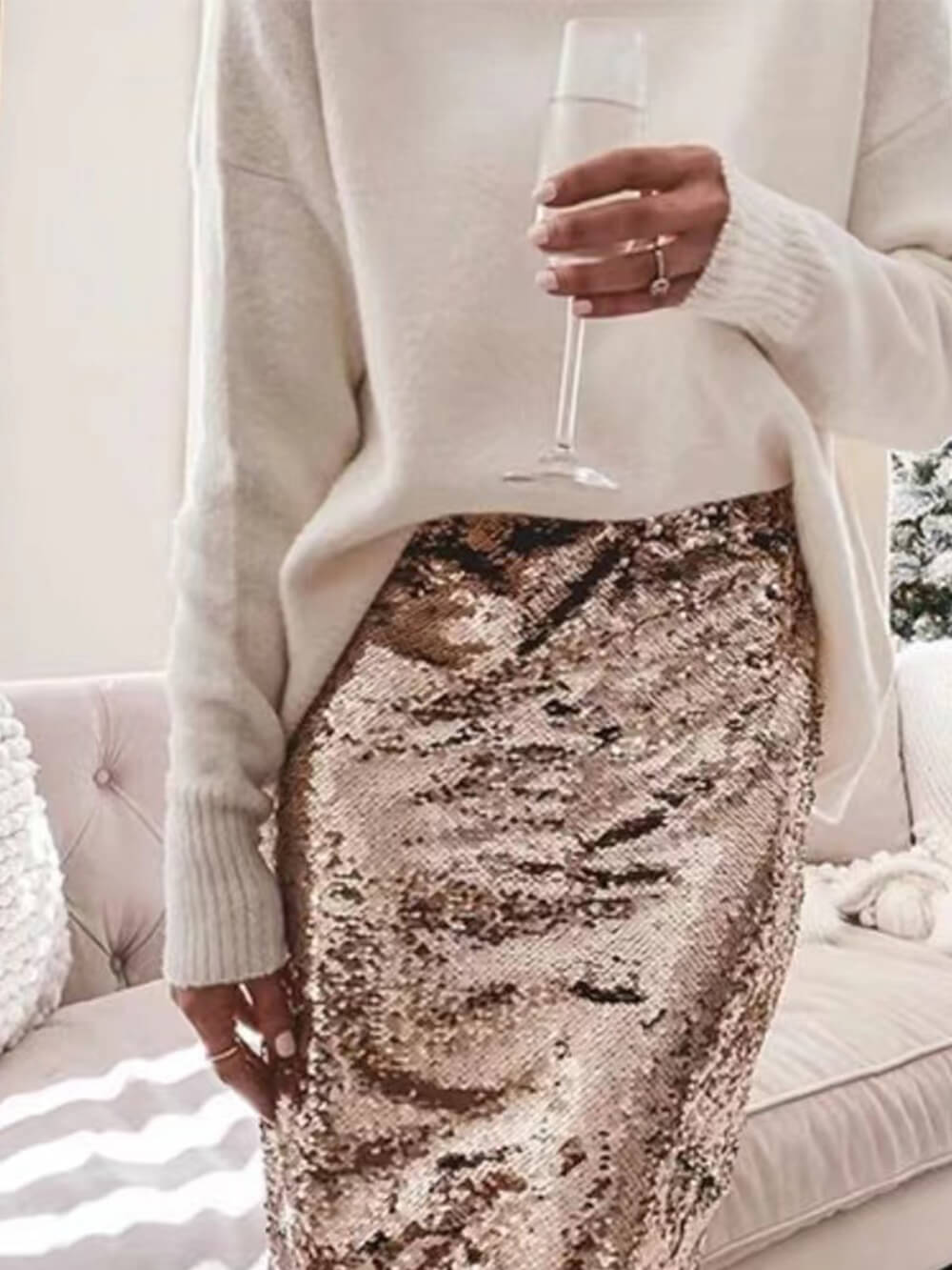 Mid-Waist Sparkling Skirt