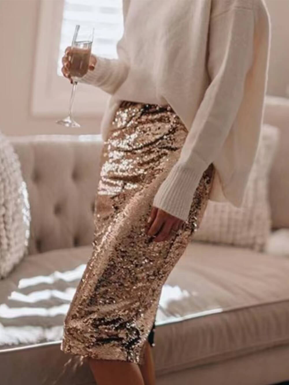 Mid-Waist Sparkling Skirt