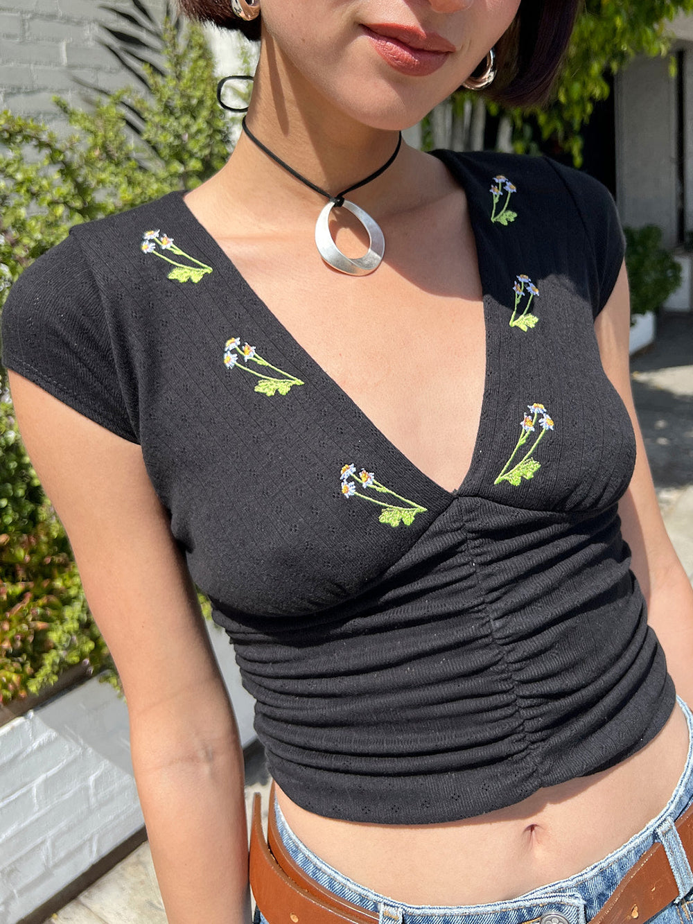 Florence Embroidered V-Neck Blouse