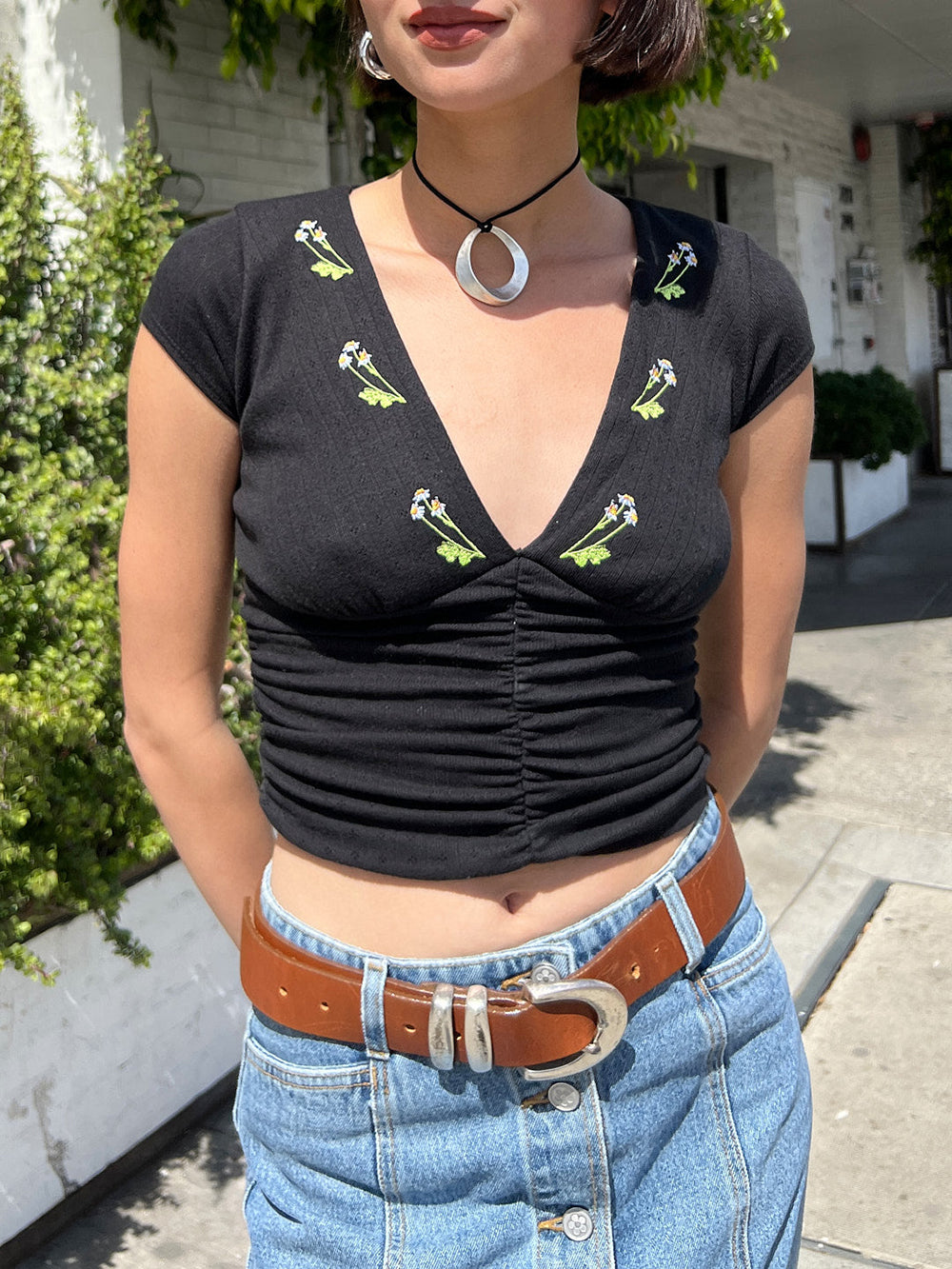 Florence Embroidered V-Neck Blouse