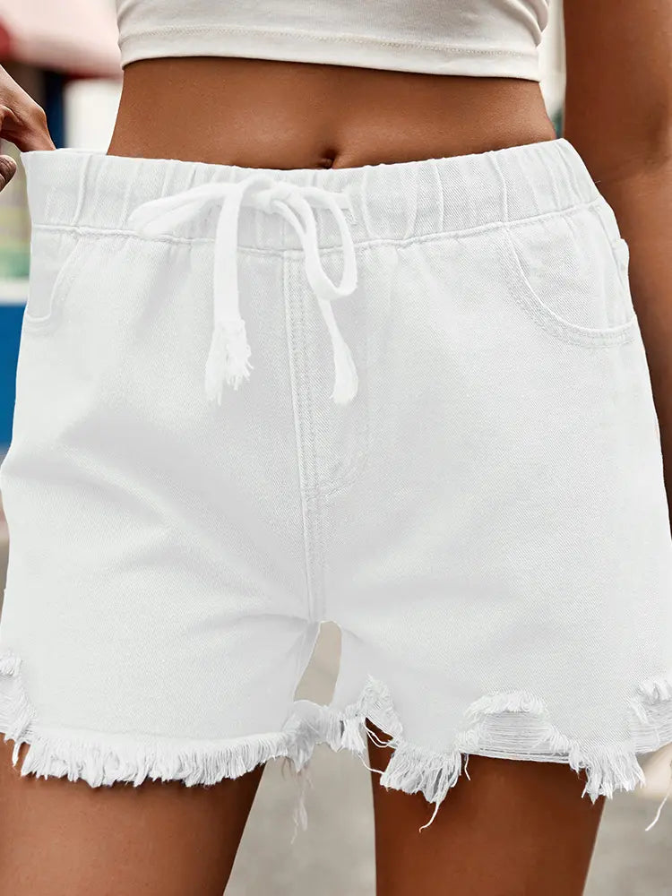 Polished White Denim Shorts