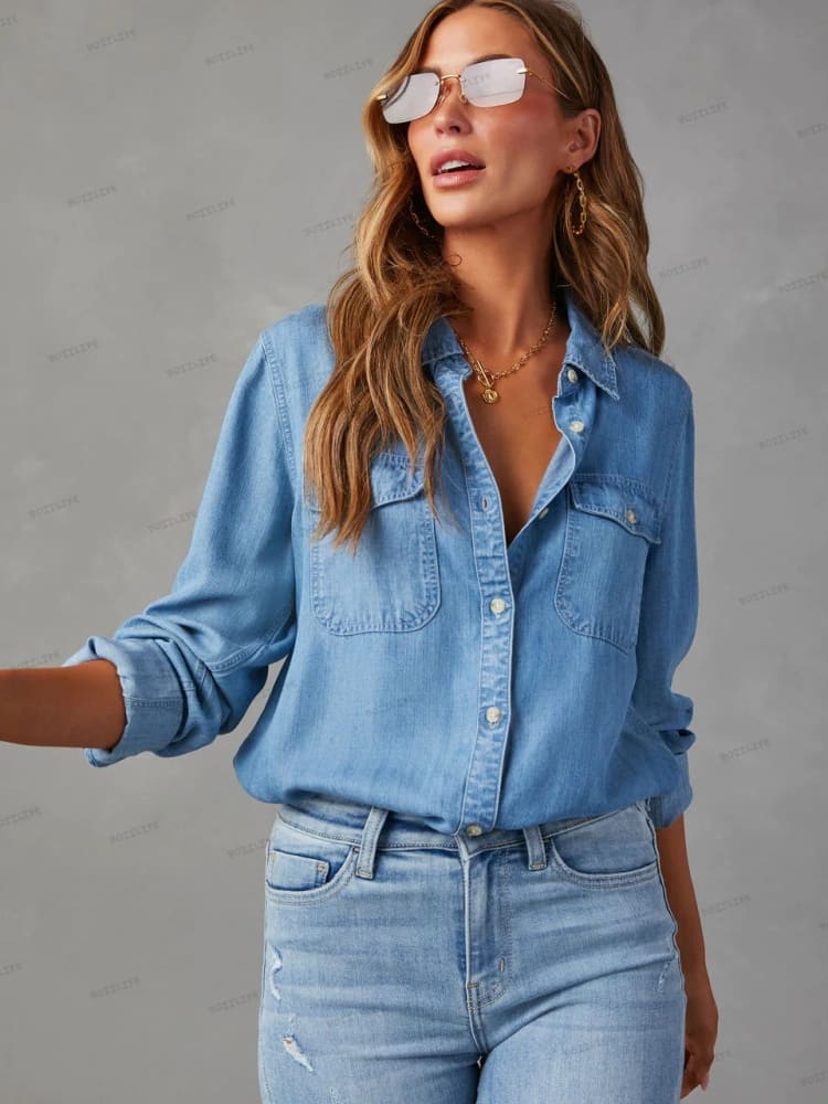 Denim Roll-Sleeve Shirt