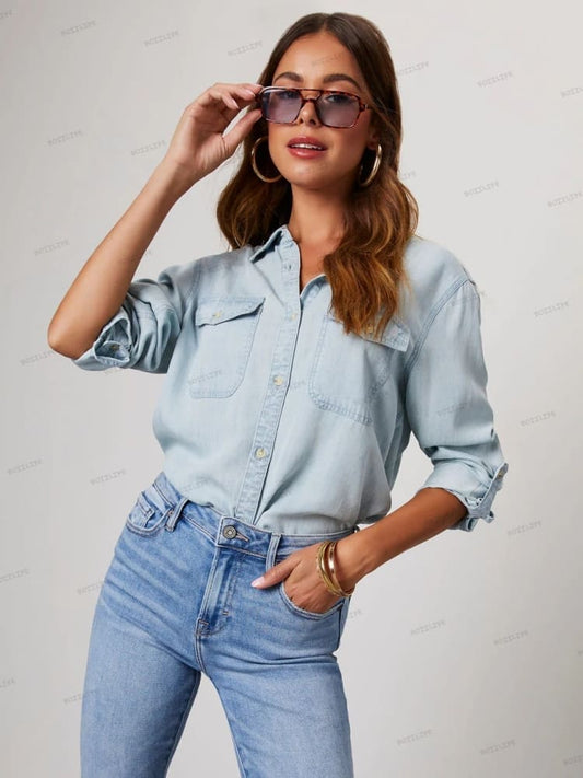 Denim Roll-Sleeve Shirt