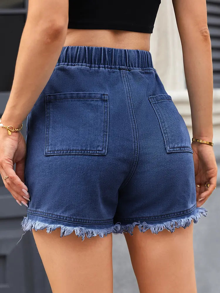 Cinch-Waist Denim Shorts