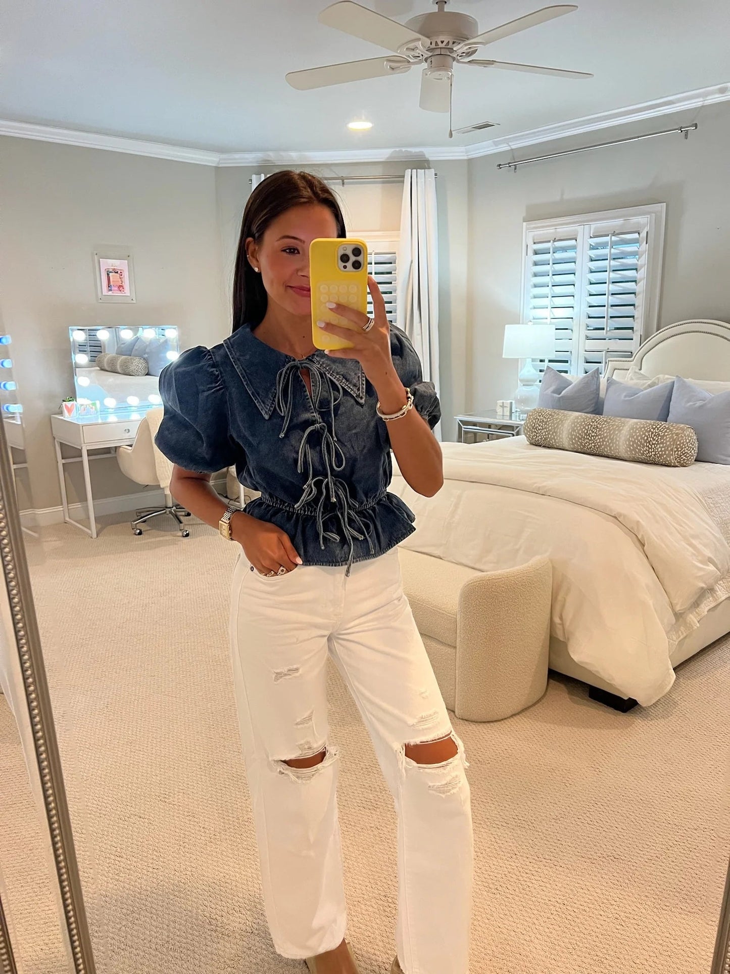 Lace-Up Denim Co-Ord Set