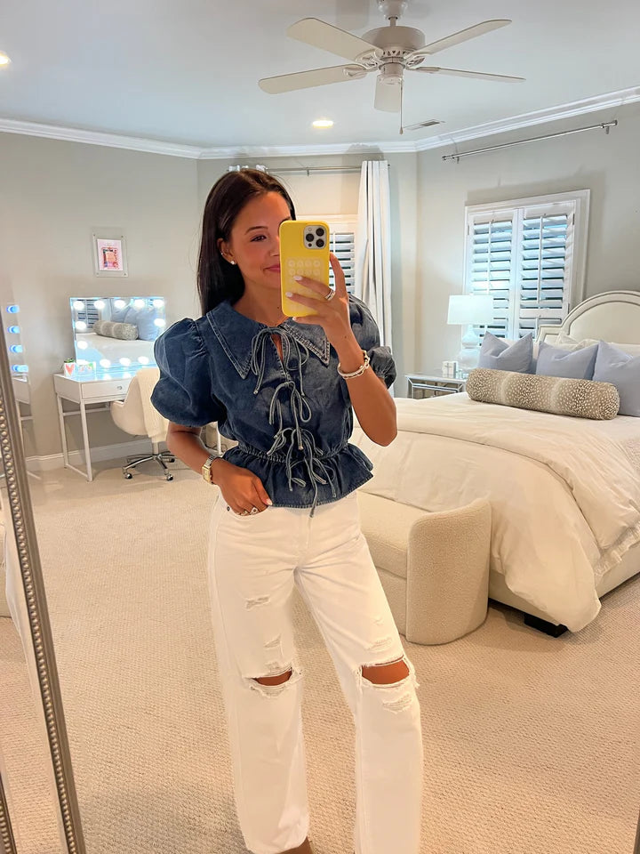 Lace-Up Denim Co-Ord Set