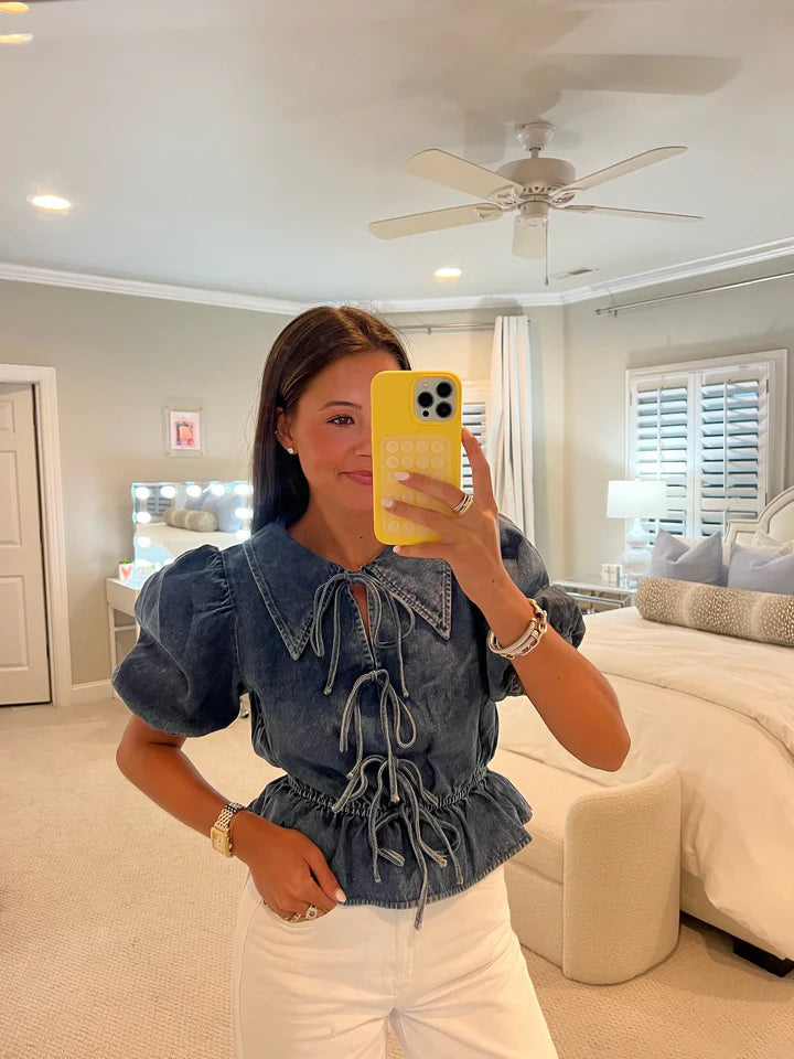 Lace-Up Denim Co-Ord Set