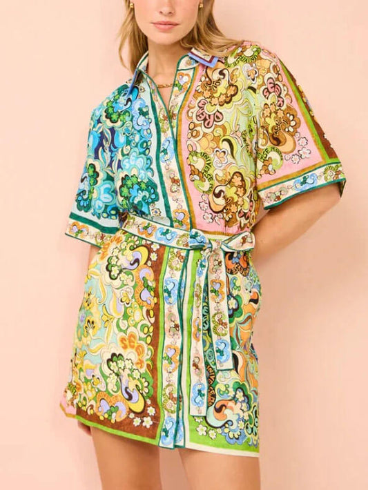 Seraphina Satin-Print Mini Dress