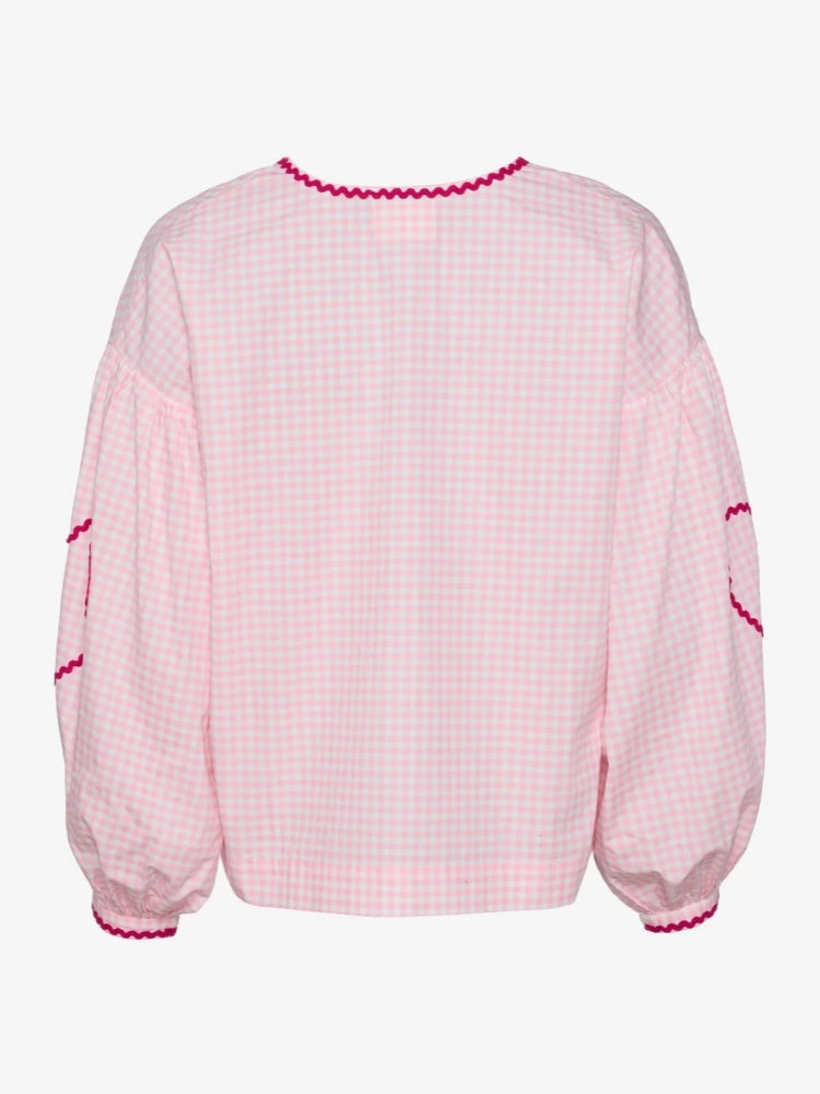 Esme Organic Cotton Check Top – Rose Pink