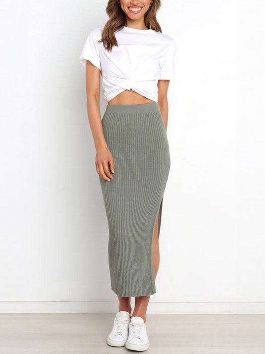 Grey Mélange Luxe Midi Skirt